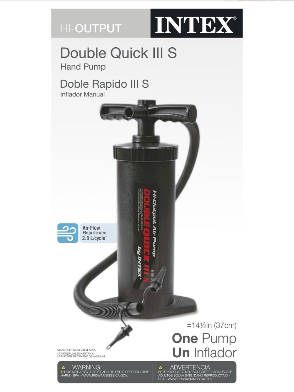 Double Quick III S Black Hand Pump - Portable High-Output Inflator